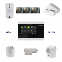 Safe Komplett -Funk Paket Zentrale GMS WiFi Brandmelder Türkontakt Bewegungsmelder mit Alarmbilder