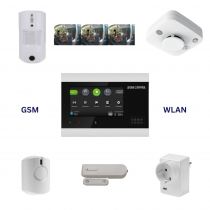 Safe Komplett -Funk Paket Zentrale GMS WiFi Brandmelder Türkontakt Bewegungsmelder mit Alarmbilder