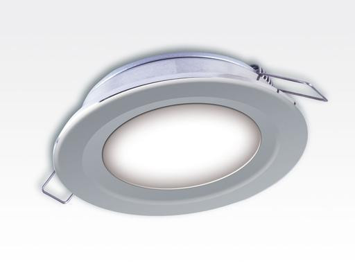 6W LED Einbau Downlight silber rund Neutral Weiß 1,5m Kabel / 4000-4500K 450lm 24VDC IP65 120Grad -Ausstellungsstück mit kleinen Schönheitsfehler