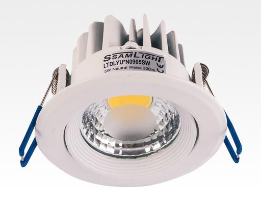 5W LED Einbau Downlight weiß rund Neutral Weiß / 4000-4500K 300lm 230VAC IP44 120Grad -Ausstellungsstück mit kleinen Schönheitsfehler